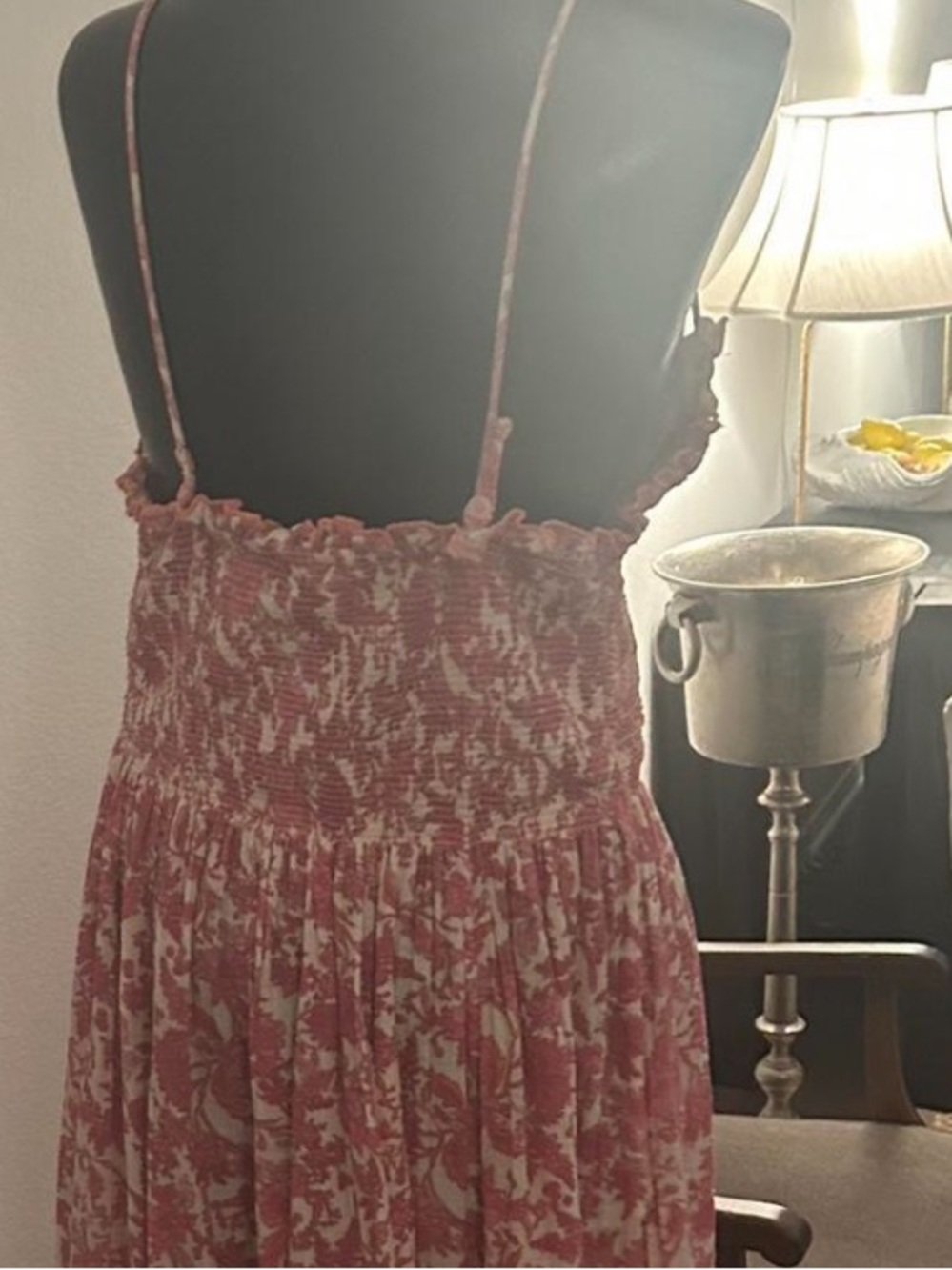Free People sweet nothings Pink Floral Smocked Maxi Dress with Spaghetti Straps - Picture 6 of 8